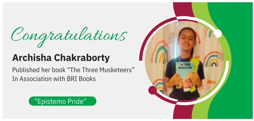 Award announcement and congratulatory banner for student author Archisha Chakraborty.