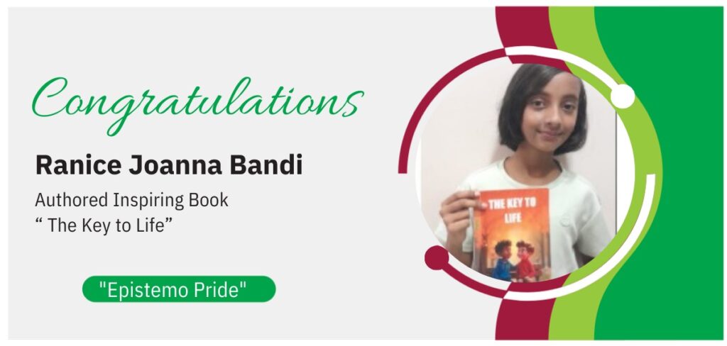 Award announcement and congratulatory banner for student author Ranice Joanna Bandi.