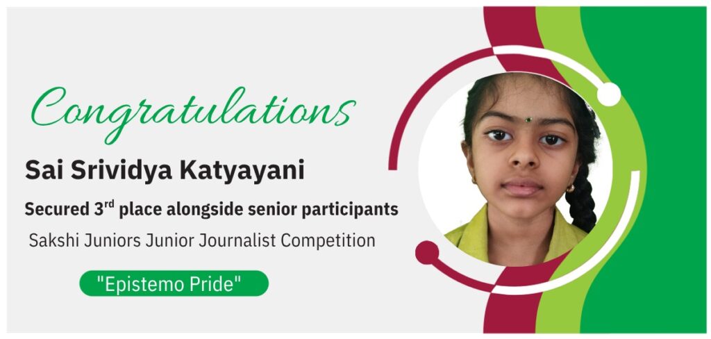 Congratulations banner for student Sai Srividya Katyayani from Epistemo.