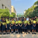 Group photo of Epistemo students during their 2026 visit to Mahindra University.