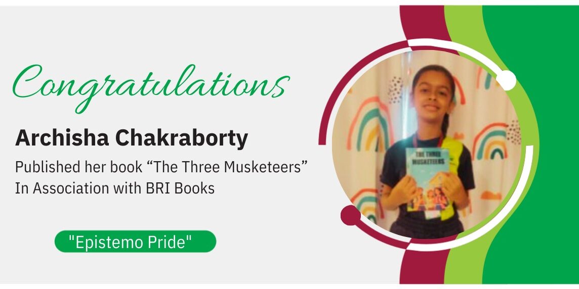 Award announcement and congratulatory banner for student author Archisha Chakraborty.