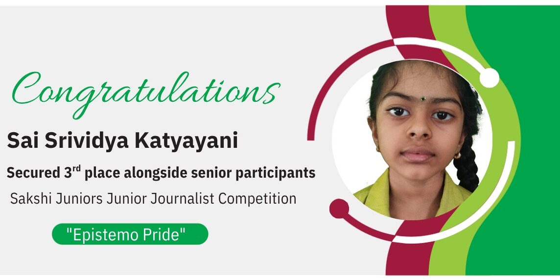 Congratulations banner for student Sai Srividya Katyayani from Epistemo.